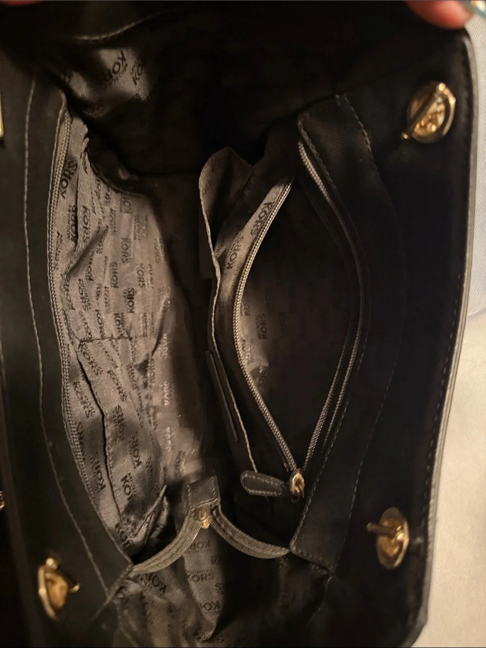 Michael Kors Black Saffiano Tote with Gold Chain Detail